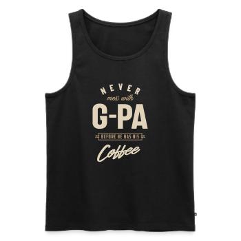 G-Pa Before He Has His Coffee - Men's Premium Organic Tank Top - black - Front - AI Model Male 178 light (178cm)