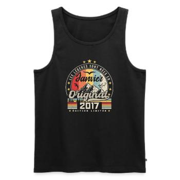 Janvier 2017 Vintage Rétro Anniversaire 2017 - Débardeur bio Premium Homme - noir - Devant - Michal (187cm)