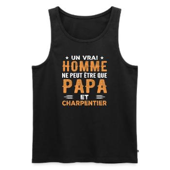 Ein richtiger Mann ist nur Papa und Zimmermann - Männer Premium Bio Tank Top - Schwarz - Vorne - Michal (187cm)