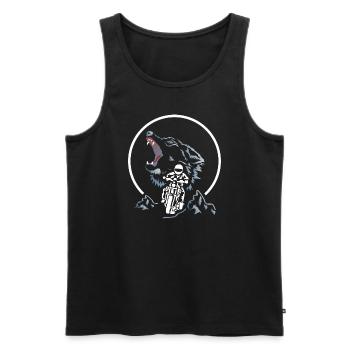 Motiv Motorradfahrer mit Wolf Geschenk Biker - Männer Premium Bio Tank Top - Schwarz - Vorne - AI Model Male 178 light (178cm)