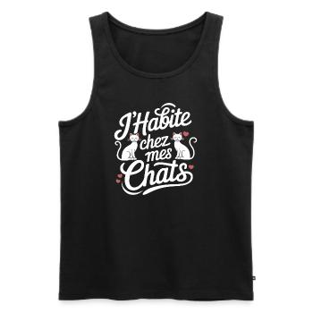 J'habite chez mes chats - Débardeur bio Premium Homme - noir - Devant - Michal (187cm)