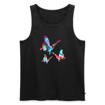 Papillons, Aquarelle, Coloré, Peinture, Graffiti - Débardeur bio Premium Homme - noir - Devant - Michal (187cm)