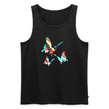 Papillons, Aquarelle, Coloré, Peinture, Graffiti - Débardeur bio Premium Homme - noir - Devant - Michal (187cm)