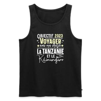 Tanzanie Kilimandjaro Homme Cadeau Couple Mug - Débardeur bio Premium Homme - noir - Devant - Michal (187cm)