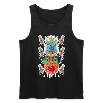 06 Crazy Pineapple in Love Sunglasses funny - Männer Premium Bio Tank Top - Schwarz - Vorne - AI Model Male 178 light (178cm)
