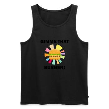 Gimme That Cheeseburger Ironic Burger Eating - Débardeur bio Premium Homme - noir - Devant - AI Model Male 178 light (178cm)