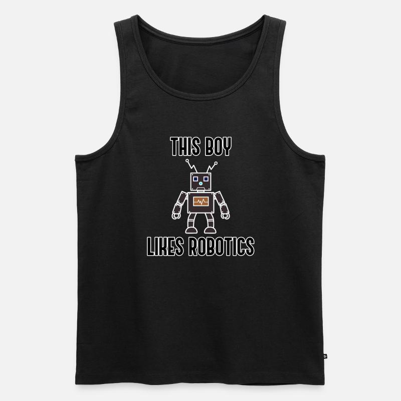 Junge mag Roboter Ironische Robotertechnik - Männer Premium Bio Tank Top - Schwarz