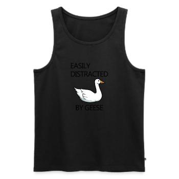 Distracted by Geese Forest Animal Cute Goose - Men's Premium Organic Tank Top - black - Front - Michal (187cm)