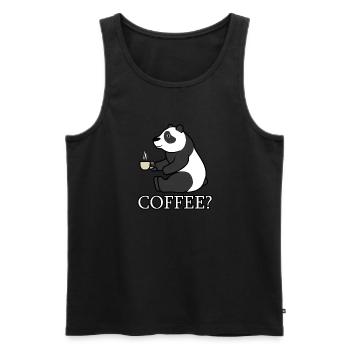 Pandas et Coffee Lazy Monday Work, dicton ironique - Débardeur bio Premium Homme - noir - Devant - Michal (187cm)
