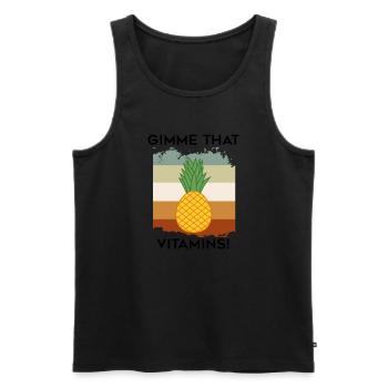 Gimme Vitamins Healthy Pineapple Exotic Fruits - Men's Premium Organic Tank Top - black - Front - AI Model Male 178 light (178cm)