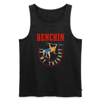 Benchin as Therapy Funny Powerlifter Gym - Men's Premium Organic Tank Top - black - Front - Michal (187cm)