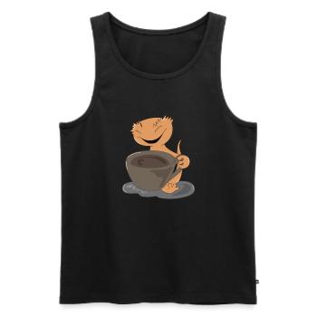 Crested Gecko Coffee Süße Echse Lazy Office Monday - Männer Premium Bio Tank Top - Schwarz - Vorne - Michal (187cm)