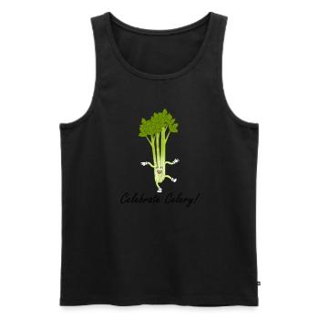 Celebrate the Celery Ironic Food Quote Vegetables - Men's Premium Organic Tank Top - black - Front - Michal (187cm)