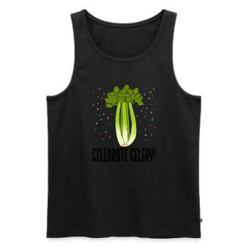 Célébrez le céleri, les légumes et le poireau - Débardeur bio Premium Homme - noir - Devant - Michal (187cm)