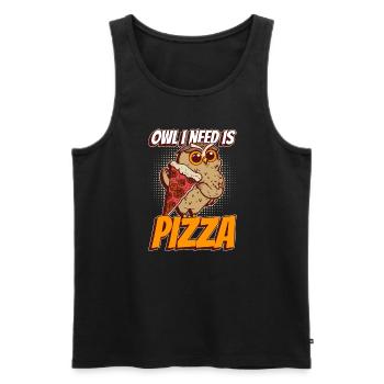 Owl I Need Pizza Funny Hobby Chef Wildlife Owls - Men's Premium Organic Tank Top - black - Front - Michal (187cm)