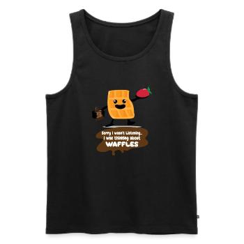 Thinking About Eating Waffles Syrup Cute Waffle - Men's Premium Organic Tank Top - black - Front - Michal (187cm)