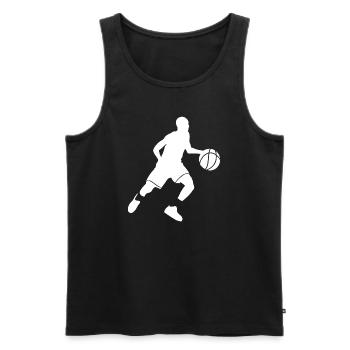Basketballer Silhouette - Männer Premium Bio Tank Top - Schwarz - Vorne - Michal (187cm)
