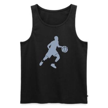 Basketballer Silhouette - Männer Premium Bio Tank Top - Schwarz - Vorne - Michal (187cm)