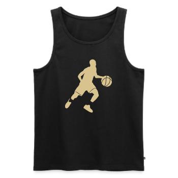 Basketballer Silhouette - Männer Premium Bio Tank Top - Schwarz - Vorne - Michal (187cm)