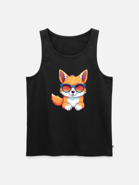 Cooler Nerd Fuchs – Entspanntes Tier-Design - Männer Premium Bio Tank Top - Schwarz