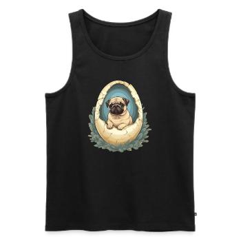 Pug Hatches from Eggshell - Cute - Men's Premium Organic Tank Top - black - Front - AI Model Male 178 light (178cm)