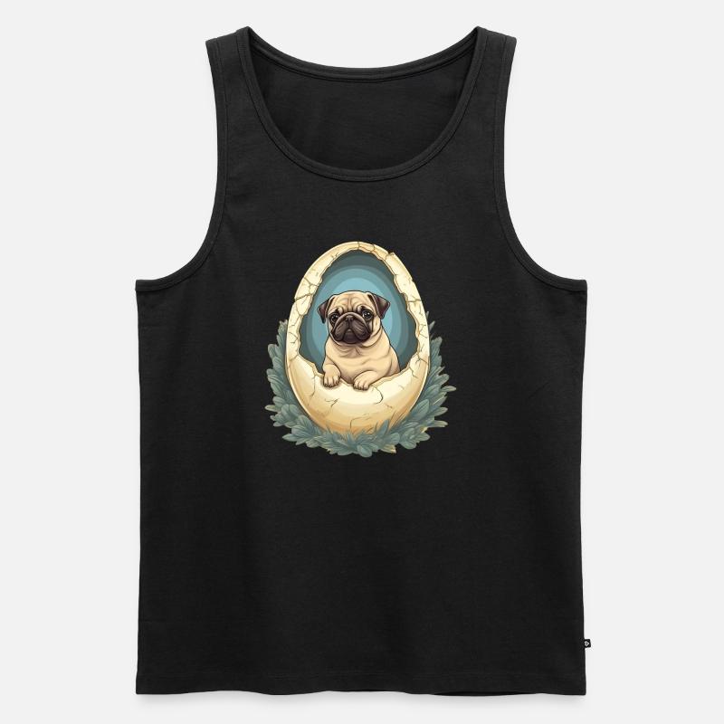 Pug Hatches from Eggshell - Cute - Men's Premium Organic Tank Top - black