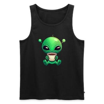Alien Alien Coffee Drinker Early Bird G - Men's Premium Organic Tank Top - black - Front - Michal (187cm)
