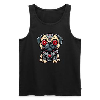 Cyborg Pug with Red Eyes - Men's Premium Organic Tank Top - black - Front - AI Model Male 178 light (178cm)