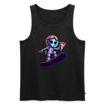 Alien Snowboard Pizza Fun - Men's Premium Organic Tank Top - black - Front - Michal (187cm)