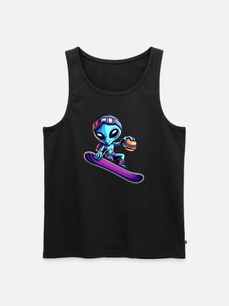 Alien Snowboard Hamburger Abenteuer - Männer Premium Bio Tank Top - Schwarz