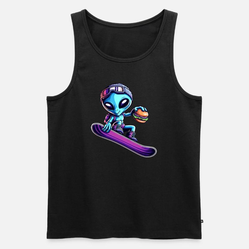 Alien Snowboard Hamburger Abenteuer - Männer Premium Bio Tank Top - Schwarz