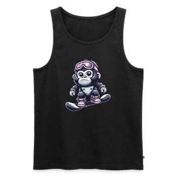 Affe Gorilla Schimpanse Skiurlaub Skifahrer Design - Männer Premium Bio Tank Top - Schwarz - Vorne - AI Model Male 178 light (178cm)