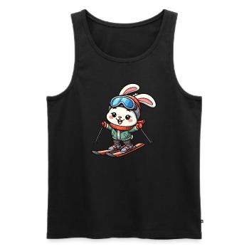 Schneehase Skiurlaub Skifahrer Kaninchen Design - Männer Premium Bio Tank Top - Schwarz - Vorne - AI Model Male 178 light (178cm)