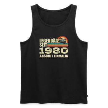 Legendary since 1980 - absolutely unique - Men's Premium Organic Tank Top - black - Front - AI Model Male 178 light (178cm)