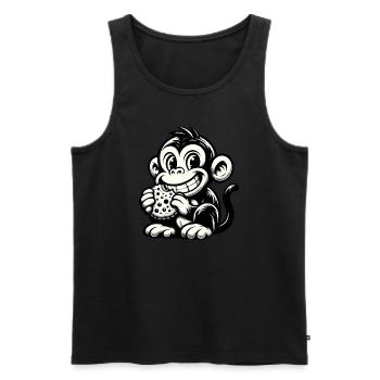 Chimpanzé avec motif monochrome biscuit - Débardeur bio Premium Homme - noir - Devant - Michal (187cm)