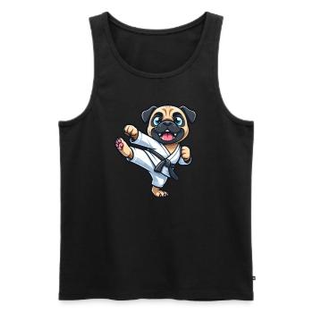 Lustiger Mops Karate Kampfsport Martial Arts Hund - Männer Premium Bio Tank Top - Schwarz - Vorne - Michal (187cm)