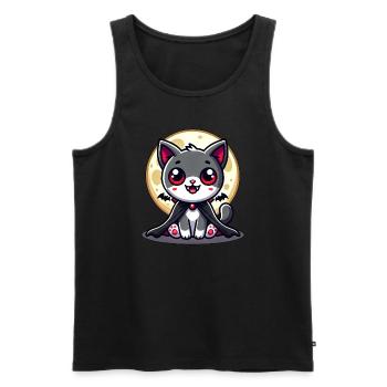 Cute Halloween Cat Vampire Bat Cartoon - Men's Premium Organic Tank Top - black - Front - Michal (187cm)