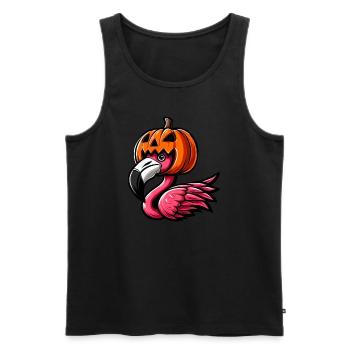 Lustiger Halloween-Kürbis Flamingo Herbst - Männer Premium Bio Tank Top - Schwarz - Vorne - AI Model Male 178 light (178cm)