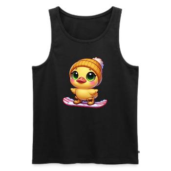 Cute Duckling Snowboarder Winter Sports Cartoon - Men's Premium Organic Tank Top - black - Front - Michal (187cm)