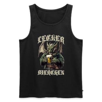 Lecker Bierchen X Fantasy Drache mit Bier lustiges - Männer Premium Bio Tank Top - Schwarz - Vorne - AI Model Male 178 light (178cm)