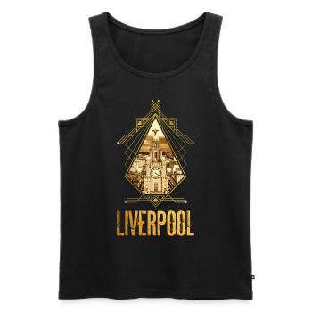 Liverpool Angleterre Ville Skyline Gold Home Amour - Débardeur bio Premium Homme - noir - Devant - Michal (187cm)