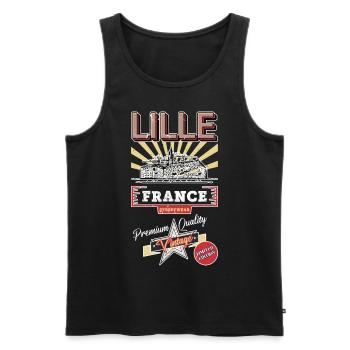 Lille France City Skyline Vintage Rétro - Débardeur bio Premium Homme - noir - Devant - AI Model Male 178 light (178cm)