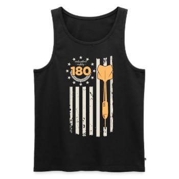 Retro Dart Motifs & Vintage Dartboard 180 Dart - Men's Premium Organic Tank Top - black - Front - AI Model Male 178 light (178cm)