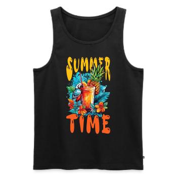 Sommer Cocktail Ananas Ara Papagei Blumen Urlaub - Männer Premium Bio Tank Top - Schwarz - Vorne - Michal (187cm)