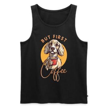 Café de chien mais premier animal de café disant drôle - Débardeur bio Premium Homme - noir - Devant - Michal (187cm)