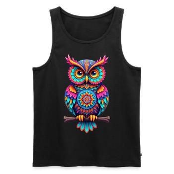 Streetart Eule für eine Street Art Fans Künstler - Männer Premium Bio Tank Top - Schwarz - Vorne - AI Model Male 178 light (178cm)