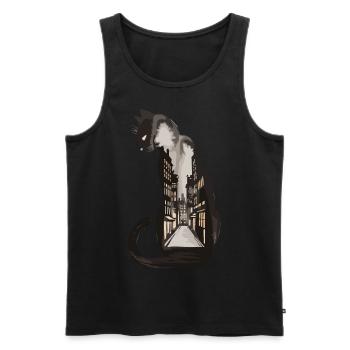Katze Dunkle Gassen Stadt Nacht für - Männer Premium Bio Tank Top - Schwarz - Vorne - AI Model Male 178 light (178cm)