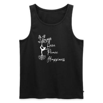 Love Peace Happiness - Männer Premium Bio Tank Top - Schwarz - Vorne - Michal (187cm)