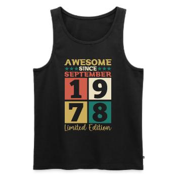 Awesome September 1978 44th Birthday Gift - Men's Premium Organic Tank Top - black - Front - Michal (187cm)