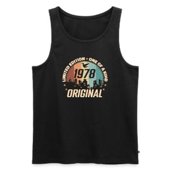 1978 Geburtstagsgeschenk Timeless '78 Vintage 1978 - Männer Premium Bio Tank Top - Schwarz - Vorne - Michal (187cm)